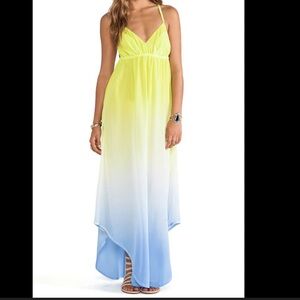 Gypsy 05 Triangle Spaghetti Panel  V-Neck Cami Dress in Sky & Lime Size XS